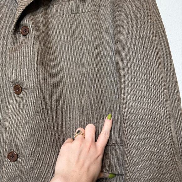 Canali Men's Wool Silk Blend Tweed Brown Blazer Made in Italy size 44L - Picture 7 of 10
